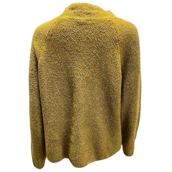 Eileen Fisher Boxy Long Sleeve Golden Yellow Funnel Neckline Sweater Size M - Picture 3 of 9